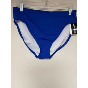 24th & Ocean Womens Blue Tummy Control High Waist Bikini Bottom Swimsuit Size M